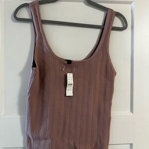 J. Crew Mauve Ribbed Sleeveless Fitted Tank Top